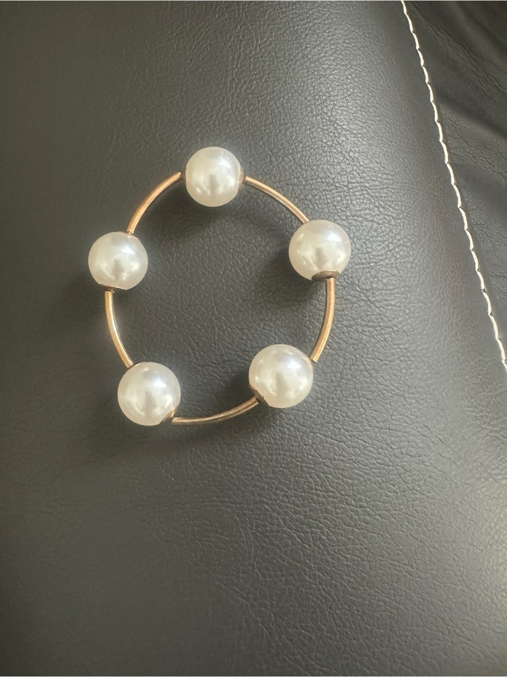 Pearl Bead Circle Bracelet on Gold-Tone Hoop
